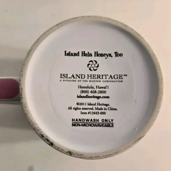 Island Heritage Island Hula Honeys Too Coffee Mug Pink RARE - Picture 5 of 5